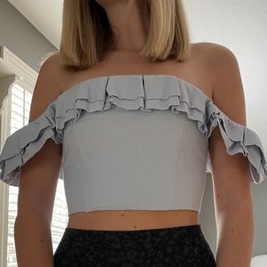 Revolve light blue crop top